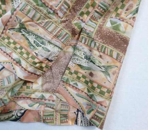 TORI RICHARD MENS SHIRT M HAWAIIAN FISH MAHI / SWORDFISH TAN GREEN BLUE - Picture 7 of 9