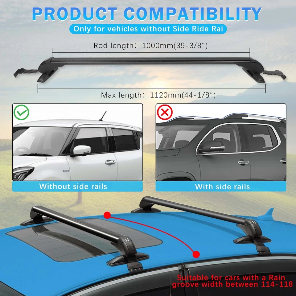 For Toyota 4Runner 2000-23 43.3" Roof Rack Crossbar Cargo Kayak Carrier Upgraded - Image 3 of 4