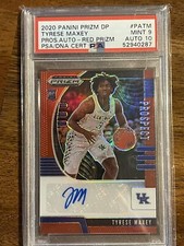 2020-21 PANINI DRAFT PICKS TYRESE MAXEY ROOKIE RED PRIZM /199 AUTO PSA  9/10