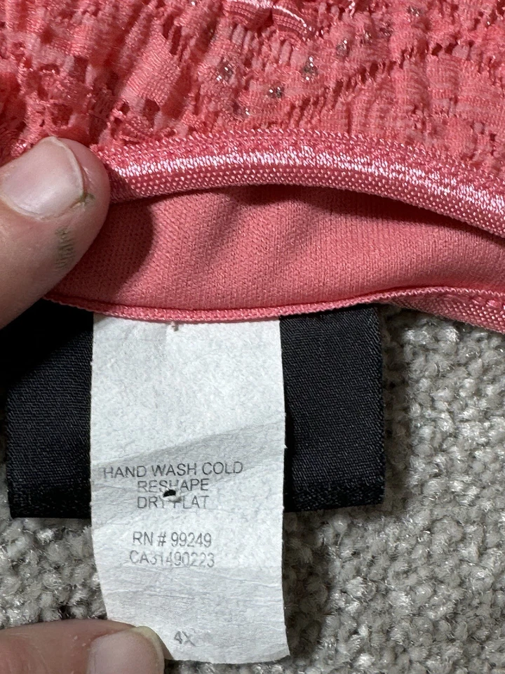 Top Vintage Mujer Plus 4X Coral Forrado Hilos Metálicos Floral Cottagecore Fairy Foto 3 de 4