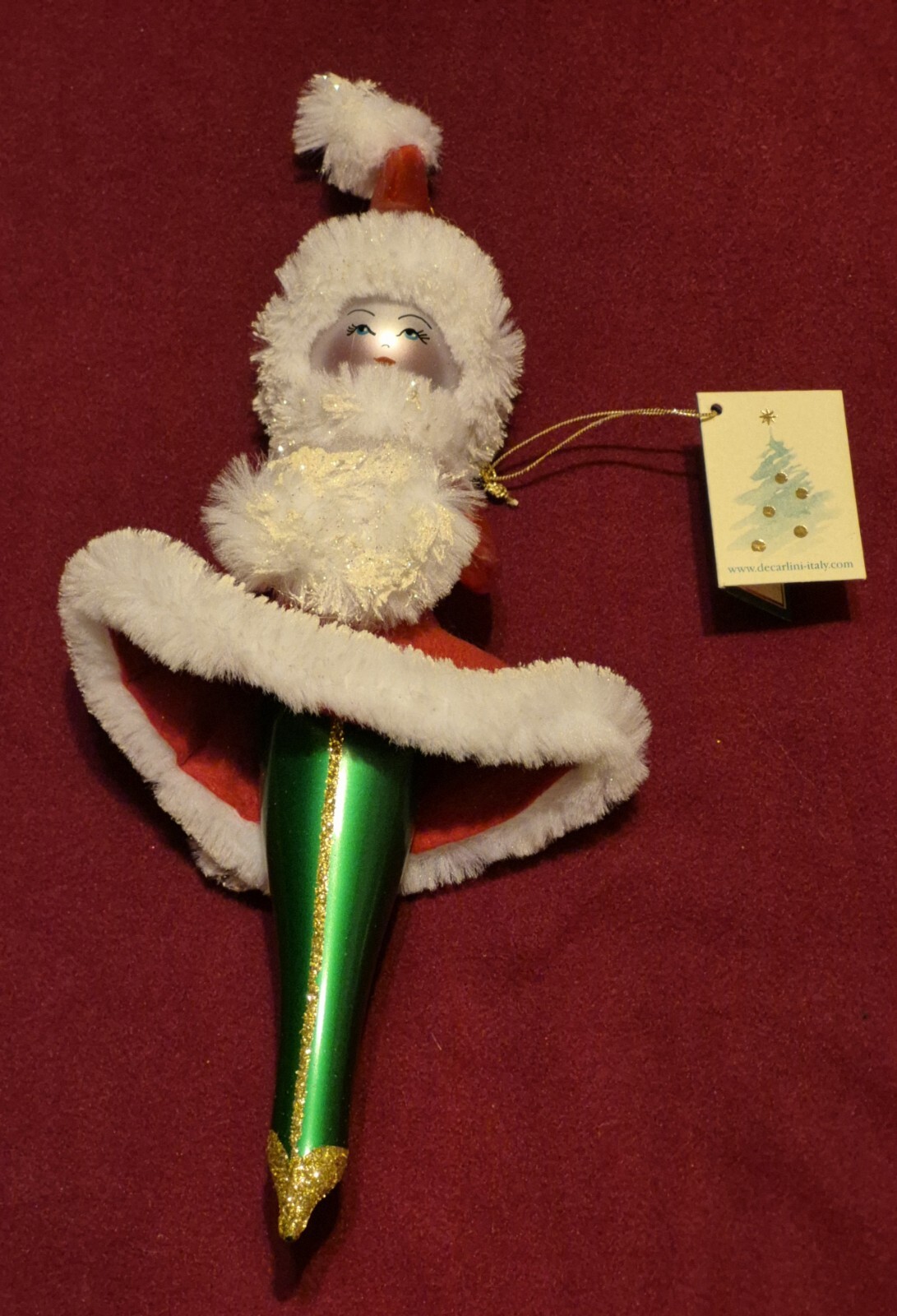 RARE Vtg Soffieria De Carlini Lady Dove Glass Italy Christmas Ornament with box