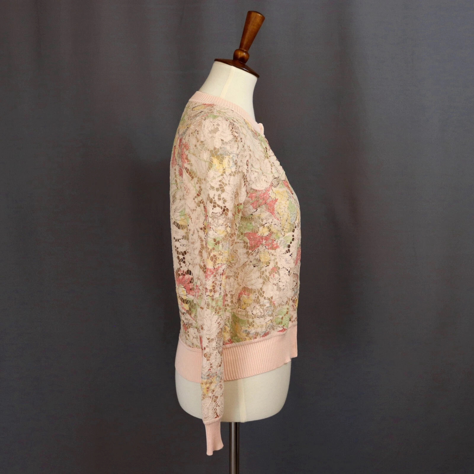 Cardigan Valentino taglia small pizzo floreale trasparente illusione