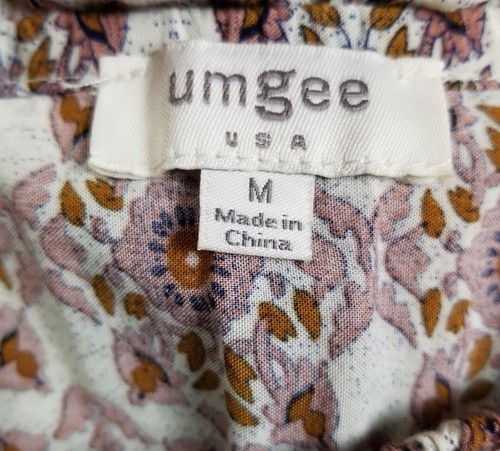 Umgee Tunic Top Women’s Medium M Floral Damask ¾ Bell Sleeve Scoop Tassels Boho - Picture 5 of 11