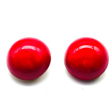 Vintage ROBERT Red Cherry Earrings Clip On Gold Tone Dome Classic