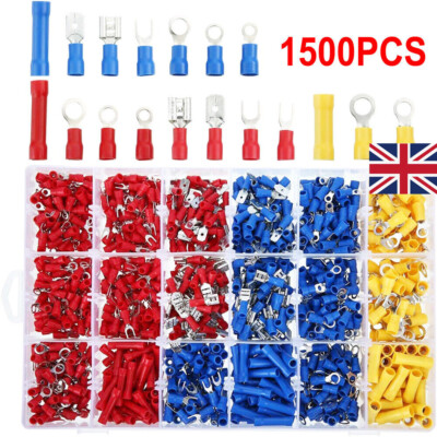 Gl Terminals Set 1500PCS ASSORTED INSULATED ELECTRICAL WIRE TERMINALS CRIMP CONNECTORS ...