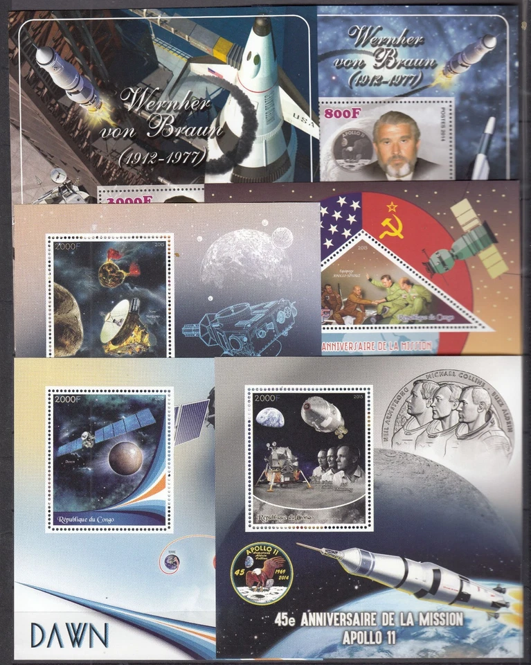 PK23601/CONGO – CONQUISTA ESPACIAL – 2014/2015 COMO NUEVO BLOQUES MNH Y HOJAS DE RECUERDO Foto 2 de 2