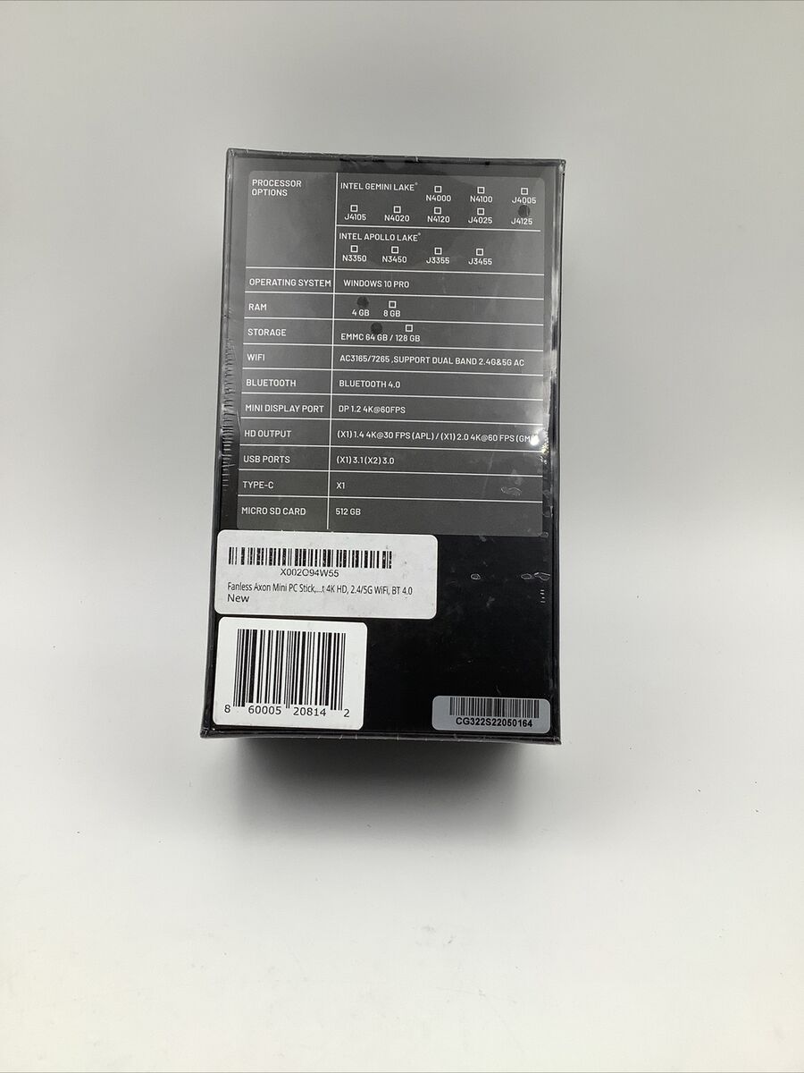 Axon Mini PC Stick Intel Celeron J4125 4 GB RAM 64 GB eMMC Axon Mini PC Stick Intel Celeron J4125 4 GB RAM 64 GB eMMC