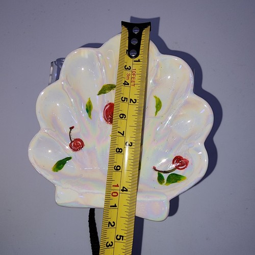 Jewelry Dish with Cute Hand Printed Cherry Pattern Shell Tray Trinket Dish Rings - Picture 4 of 6