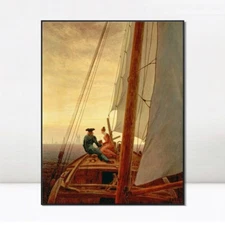 Framed Canvas Print On the Sailing Boat by Caspar David Friedrich Wall Art