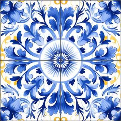 Pattern Tile Backsplash Roozbeh Bahramali Art Ceramic Mural OB-ROZ395