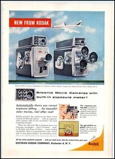 1950s Kodak Brownie Movie Camera PRINT AD Single Lens Model  Turret Model BX4
