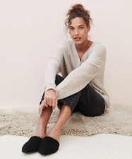  500 JENNI KAYNE JENNI KAYNE Shearling Mule BLACK FUR POINTY 37 2  MD26 