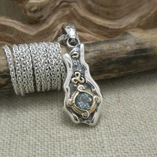 Sterling Silver & 10K Rocks N' Rivers Eddy Pendant with Blue Topaz Keith Jack