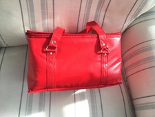 RED ZIP INSULATED PICNIC BAG- FREEZER STUFF -HOLIDAY-PUT THINGS IN-BUY NOW