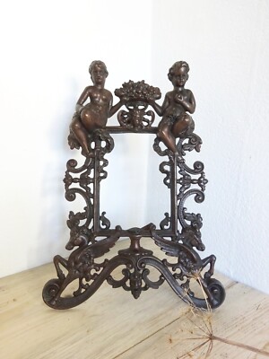 edwardianischer Bilderrahmen aus Gusseisen, freistehend Barockstil mit Pegasi