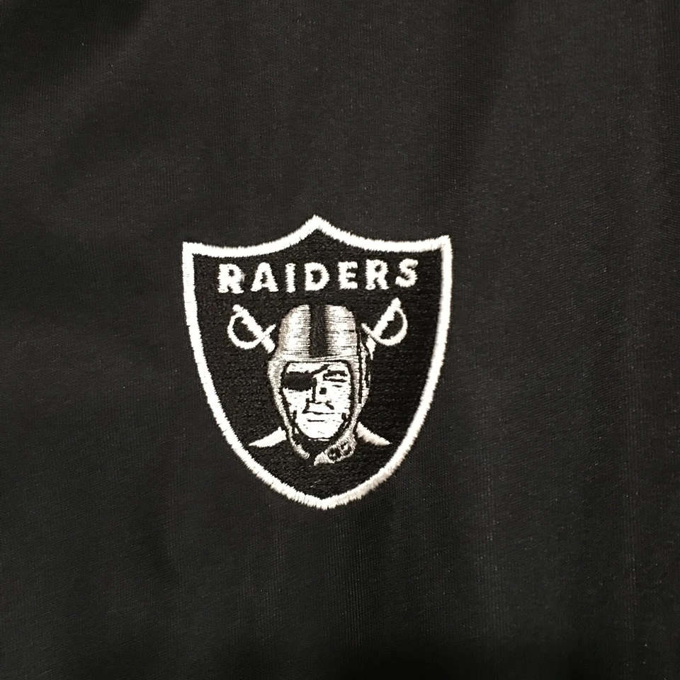 Oakland Raiders Jacket Womens Size Large Black Silver Zip Up Zipper Pockets 2013 - Image 4 of 4