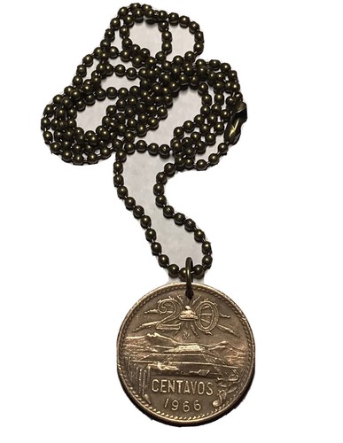 1966 Mexico Circulated Coin Pendant with 20" Adjustable Ball Chain. Great Gift🎁 - Picture 2 of 6