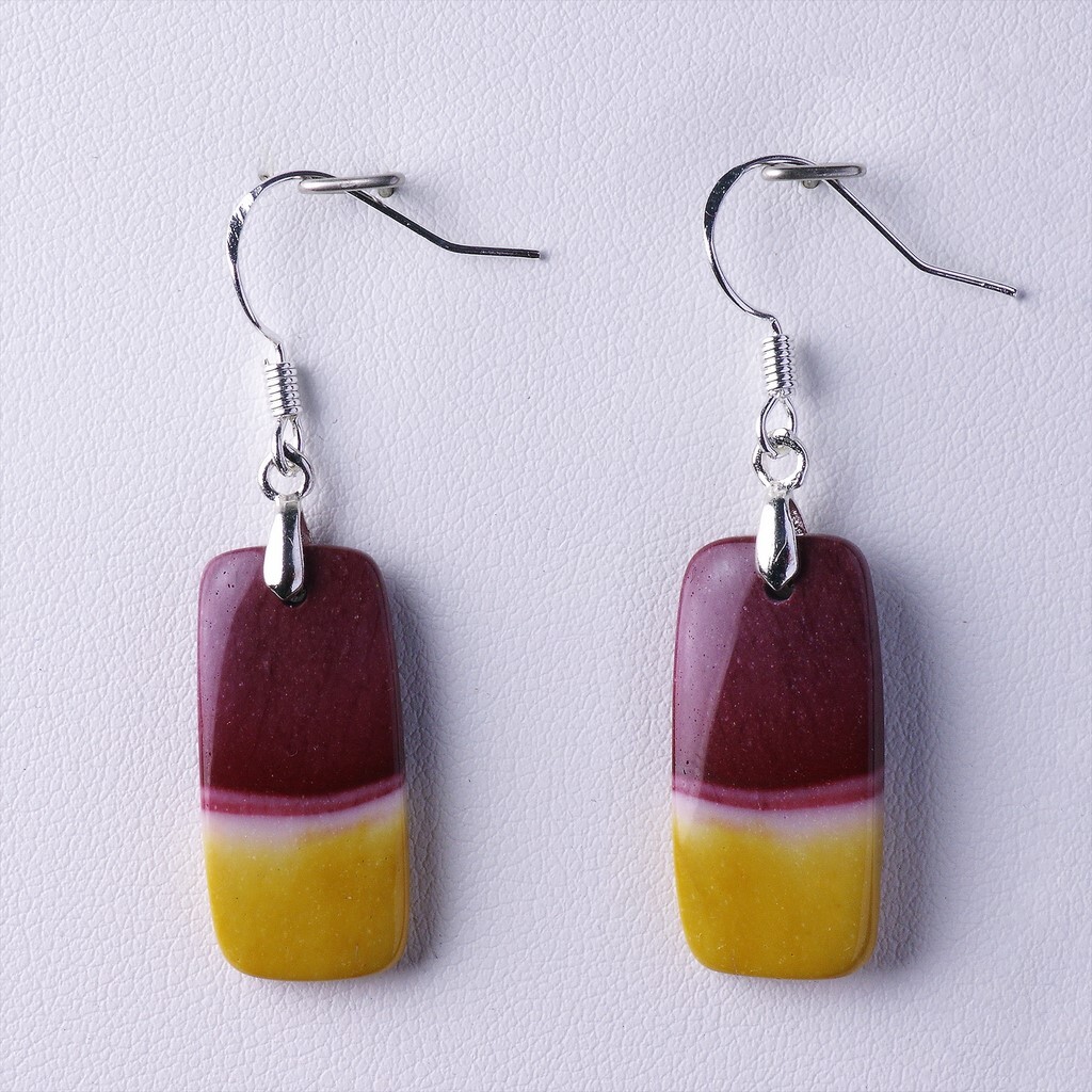 Boucles d'oreilles Mokaïte 22,12 ct en pierre naturelle et monture artisanale dorée