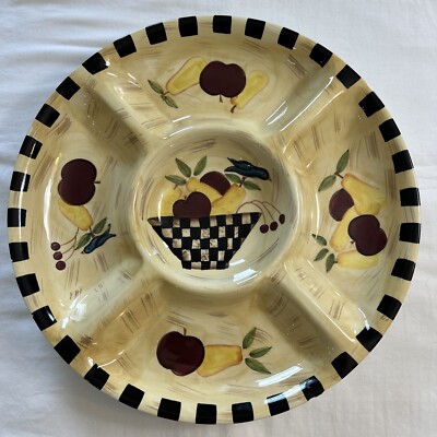 NEW Fortunoff Arol Endres Pure Art 15  Ceramic Chip Dip Fruit Bowl Tray Platter