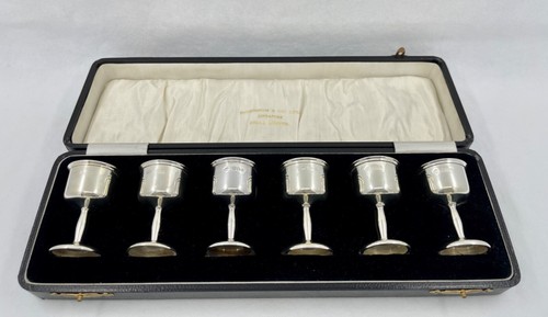 Cased Set of 6 Antique Sterling Silver Shot Glasses/Cups/Goblets Birmingham 1926 - Picture 3 of 11