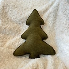 Upcycled OOAK Christmas Tree Pillow Olive Green Army Blanket 14" X 19"