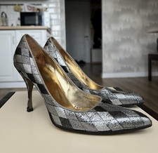 DOLCE&GABBANA Vintage Women's Silver Pumps in Diamond Pattern  US9/EU39/UK6