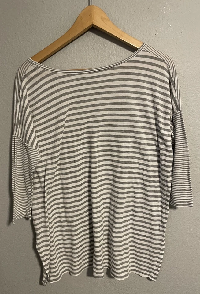 Top Beyond Yoga para mujer talla XS gris a rayas rayón elástico dobladillo alto bajo atletismo Foto 2 de 4