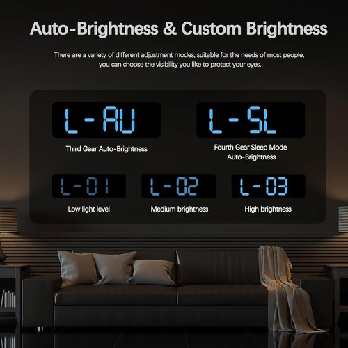 LED Large Digital Wall Desk Clock l Temperature Date Week Display10 - Picture 3 of 12