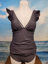 NWT Cupshe Two Piece Tankini Swimsuit Size Large Powder Blue Ruffle