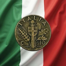 1939 R Italy 10 Centesimi - Combined Ship