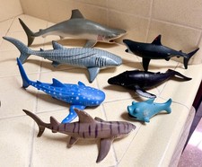 TOY SHARKS Action Figure Lot Whale Orca Fish Great White 7 Aquarium Shark Toys