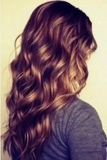 100 Human Hair New Women's Hairstyles Long Natural Brown Wavy Wigs 24 In