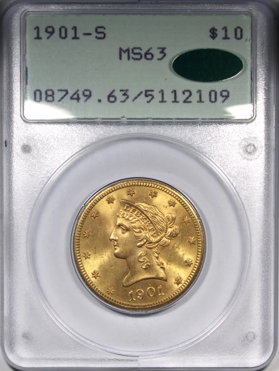 MS 63 Graded 1901 Year Eagle $10 US Gold Coins (Pre - 1933) for