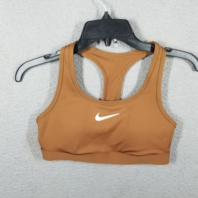 Nike Swoosh Sports Bra Womens S Brown Dri-FIT Training Athletic Top DX6821-281