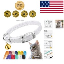 Breakaway Leather Cat Collar with Bell Handmade Safety for Small Large Cats
