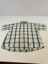 Vintage Burberrys Shirt Mens XL Green White Plaid Button Up Made USA 90s READ