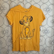 Disney Lion King Hooded T-Shirt Short Sleeve Junior Size XXL 19 Yellow