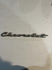 Vintage 50s 60s Chevrolet Chrome Script Emblem Fender Trunk 10