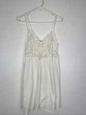 VTG Victoria Secret Babydoll Nighty Lingerie Lace Top Cotton Women M Wedding
