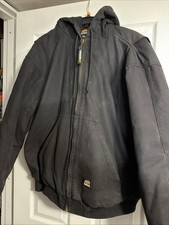 BERNE HEARTLAND HOODED HJ375MGN Washed Duck Insulated Bark sz XL Work Jacket