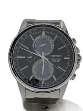 SEIKO Solar Watch Analog Stainless BLK SLV V198 0AC0