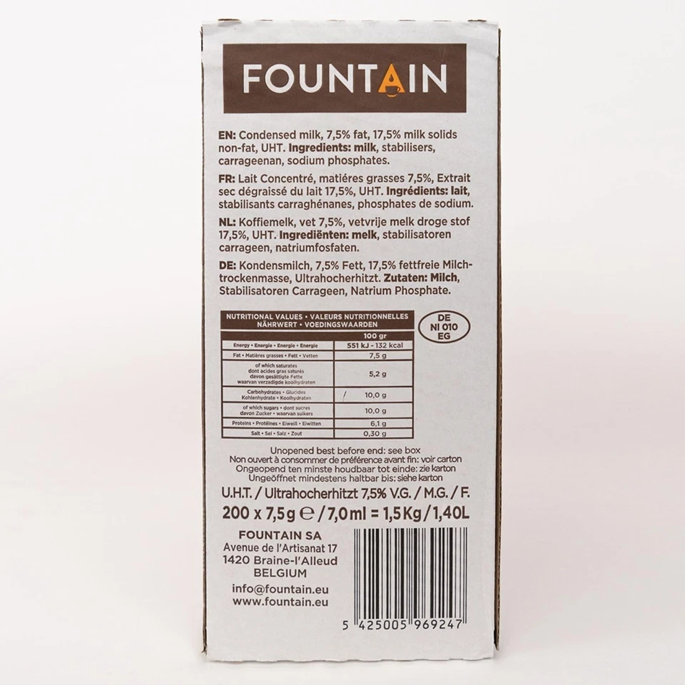FOUNTAIN Coupelles Lait Concentré 7,5g – 200 Dosettes Café - Photo 2/4