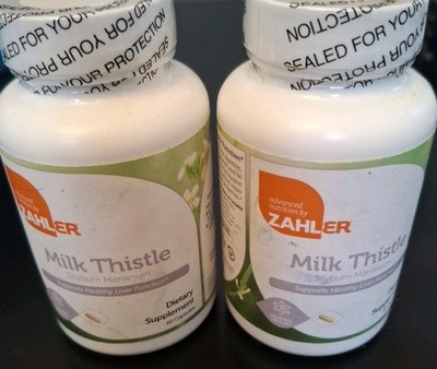 2 Bottles of Zahler Milk Thistle Vitamin Supplement 60 Capsules Per Bottle. New