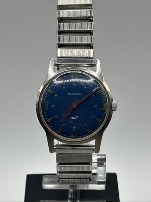 Bulova 1970 Sea King Whale Automatic  Blue Dial Watch- Runs