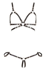 Harness Bikini Aperto Cottelli Bondage Completino Wetlook Manette Intimo Nero