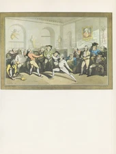 1974 Vintage FENCING "MR. H. ANGELO'S FENCING ACADEMY" WOW! COLOR Art Lithograph