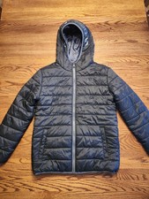 Under Armour Puffer Coat Boys Youth Large Black Cold Gear Attached Hood