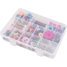 18 Grids Plastic Organizer Box with Adjustable Dividers, Clear Storage Container