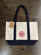 Authentic Trader Joe  s Reusable Canvas Eco Tote Bag Heavy Duty Bag Blue White