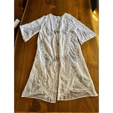 Lace Crochet Kimono Duster long white one size
